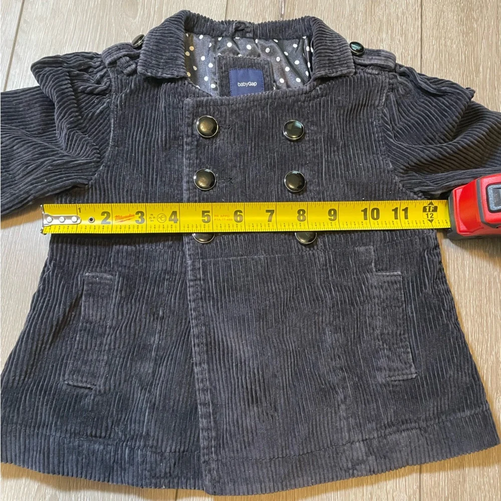 Toddler Gap Black Corduroy‎ Pea Coat Jacket 3T
